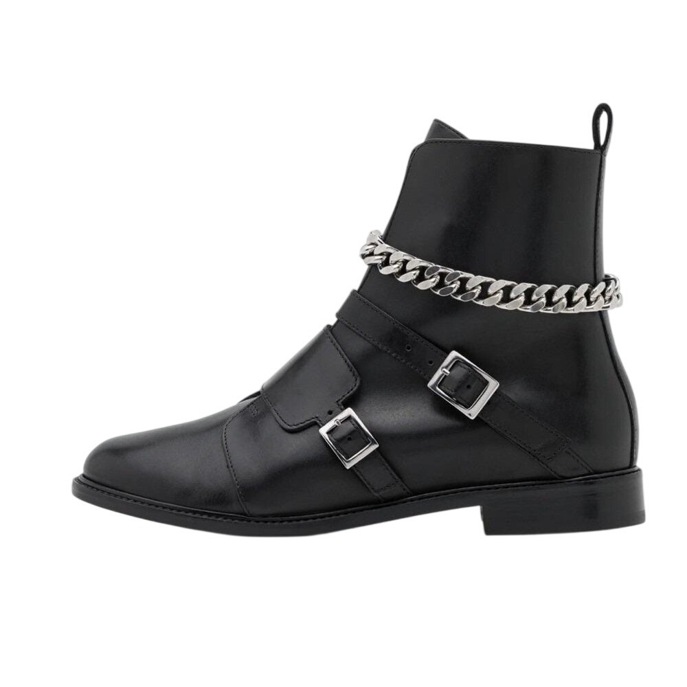 Maje Black Leather Ankle Boots Size 7.5